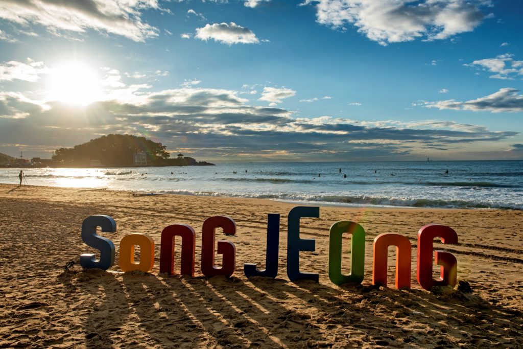 Songjeong beach in busan south kor