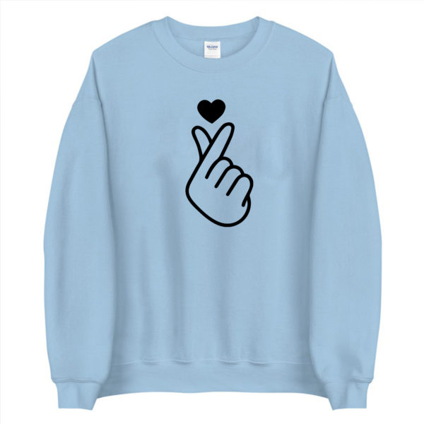 finger heart sweatshirt blue