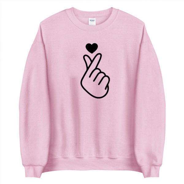 finger heart sweatshirt pink