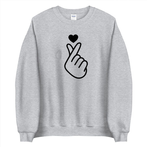 finger heart sweatshirt grey